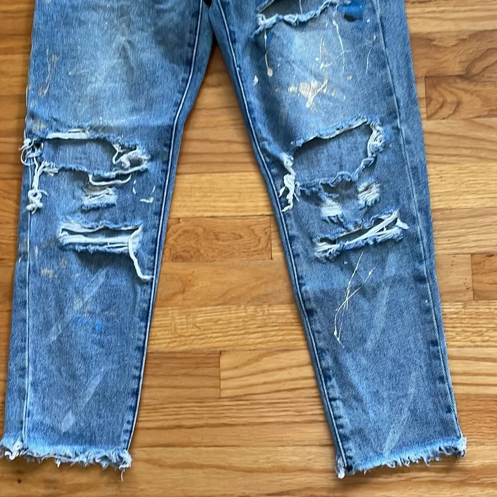 One Teaspoon  Boyfriend‎  crop Jeans Paint Splatter and Rips 27 - Picture 3 of 10